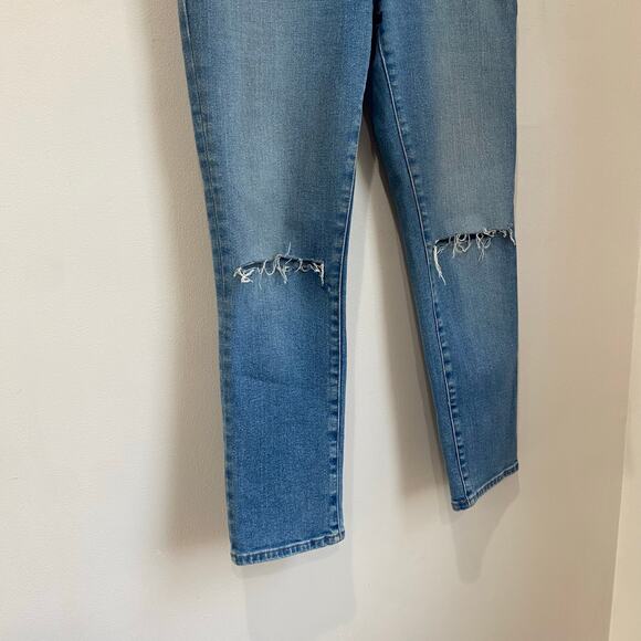 Good American Indigo Slit Knees High Rise Slim Straight Leg Jeans GCKSL67T SZ 29 - Picture 3 of 12